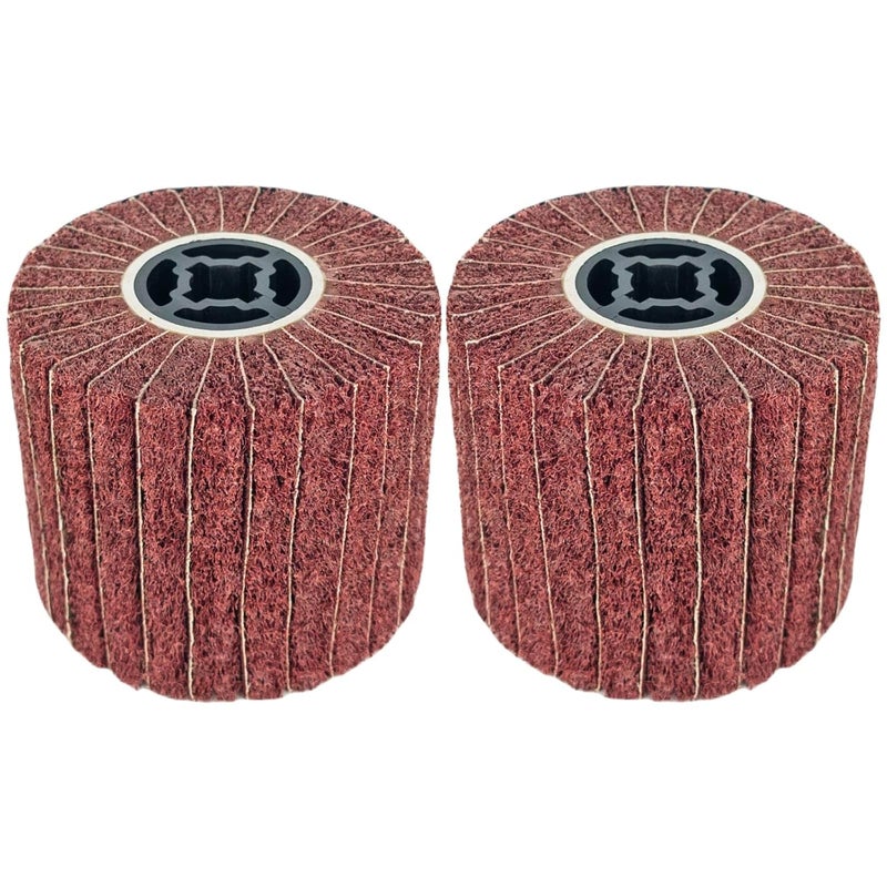 JONAS C 2 Pcs Burnishing Wheel 60 Grit Stripping Drum, 4.7" x 4" Abrasive Drawing Wheel Drum, Flap Sanding Drum, Surface Conditioning Tool Drum for Metal, Wood, Plastic - Image 2